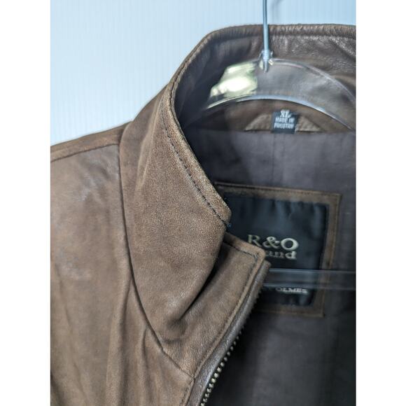 Vintage 90's R&O Reilly Olmes Brown Nubuck Leather Bomber Jacket Men's Size XL - Picture 9 of 15
